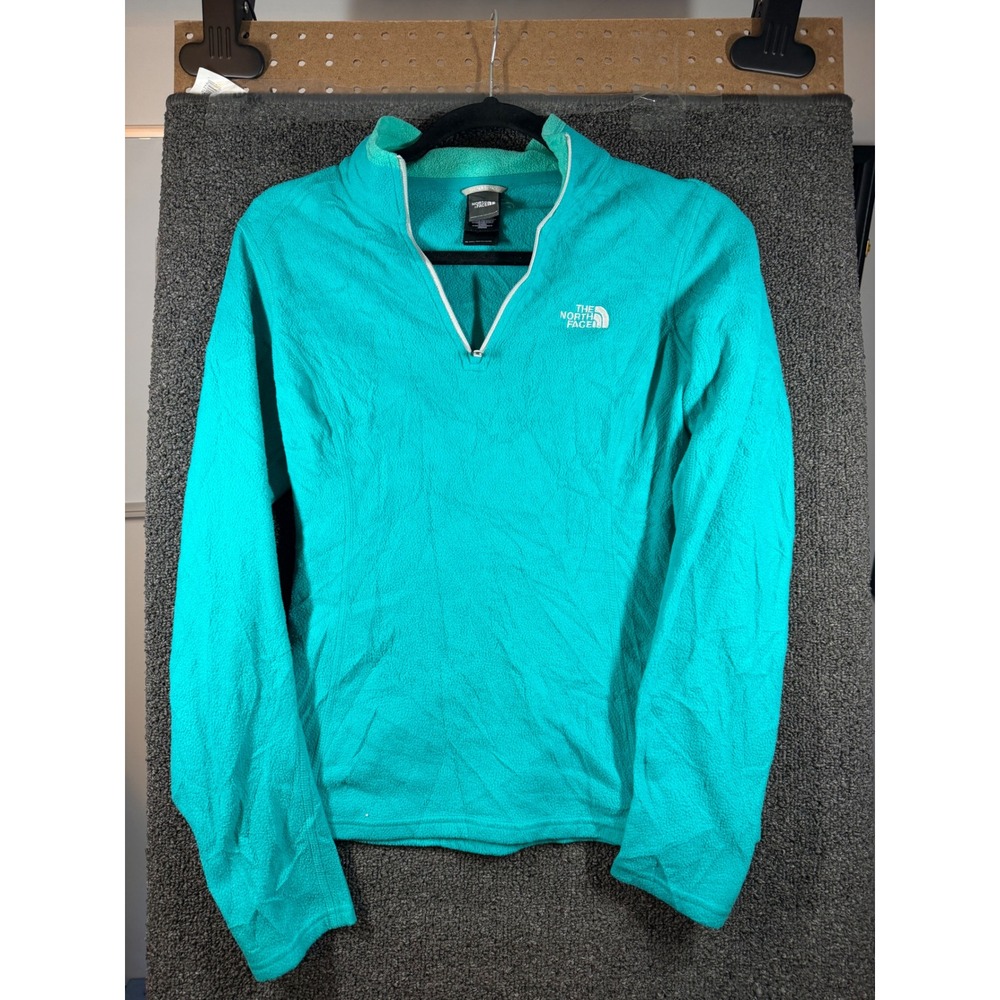 The North Face Fleece Pullover Womens S Teal Green TKA 100 1/4 Zip Mock Neck